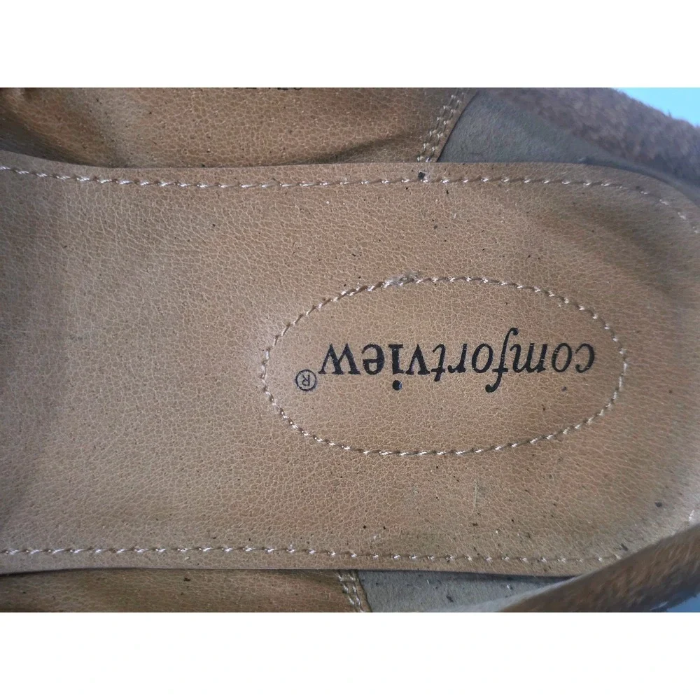 Comfortview Elia Brown Suede Fabric Loafers Whipstitch Moc Toe Mens 12WW